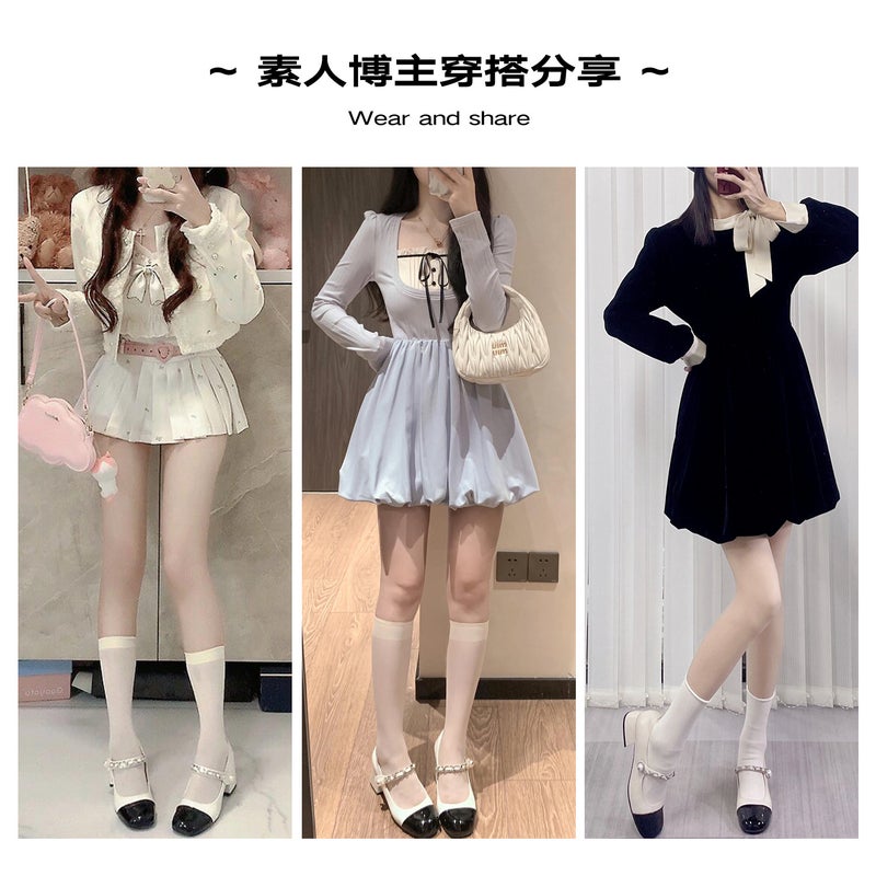 [Low Heel Edition] March Love Book Small Fragrant French Mary Jane Shoes Thick Heel Middle Heel Black And White Small Leather Shoes Single Shoes - Image 4